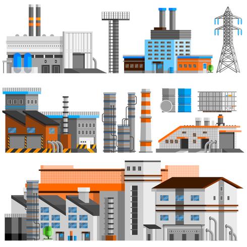 Conjunto ortogonal de edificios industriales vector