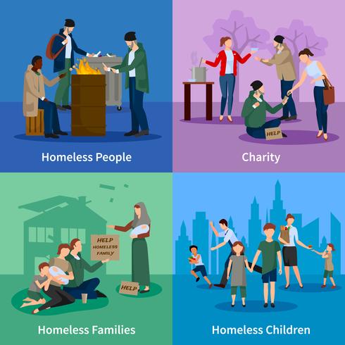 Homeless Icons Set vector