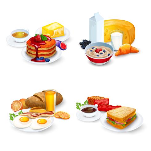 Set de composiciones de desayuno vector