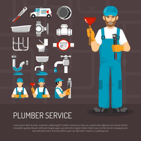 Plumbing Service Decorative Icons Set  vector