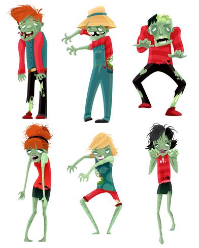 Juego de figuras de personajes de zombies monstruos vector