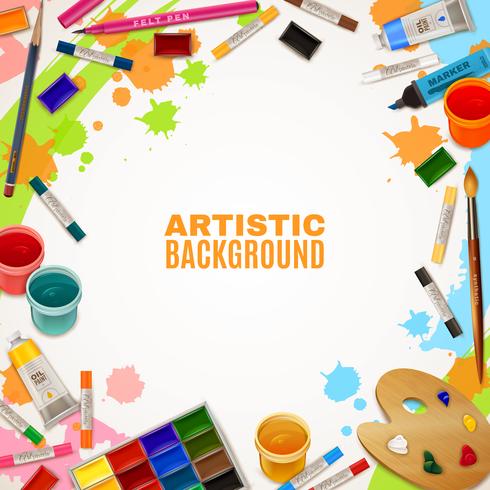 Artistic Background With Tools For Paintings vector