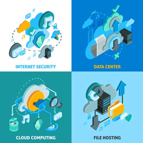 Conjunto de iconos de concepto de servicios en la nube vector