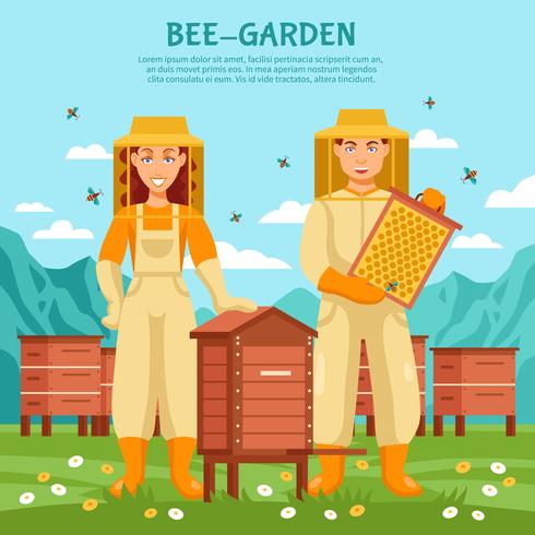 Honey Beekeeping Illustration Poster vector