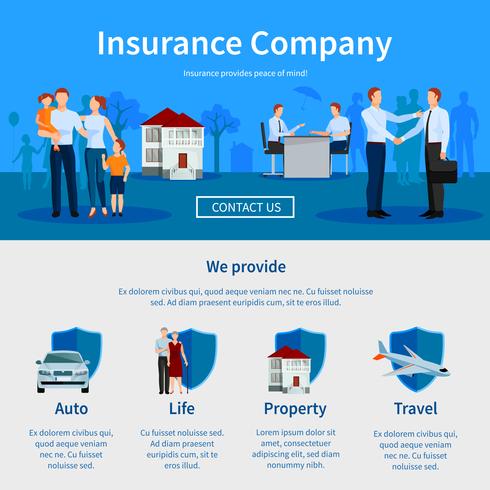 Insurance Company One Page Website vector