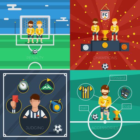 Composición de los iconos planos de fútbol vector