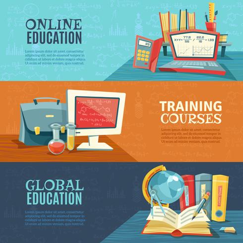 Escuela de Educación en línea Cursos Banners Set vector