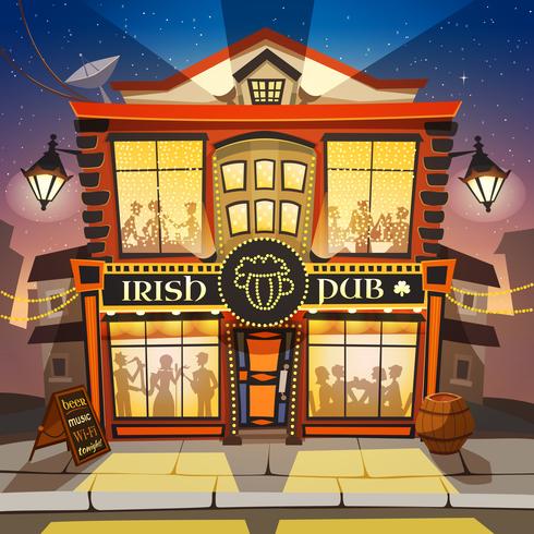 Pub irlandés ilustración de dibujos animados vector