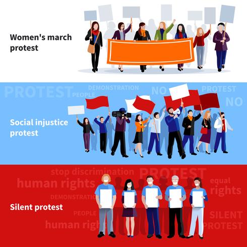 Demonstration Protest People Banners vector