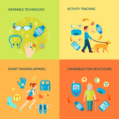 Wearable Gadgets Concept Icons Set vector