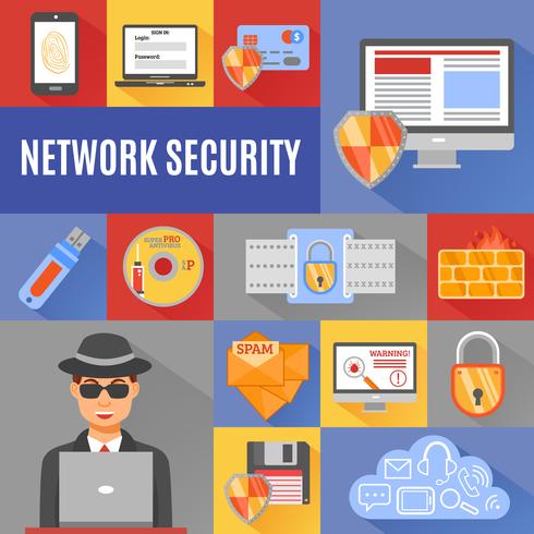 Network Security Decorative Icons vector