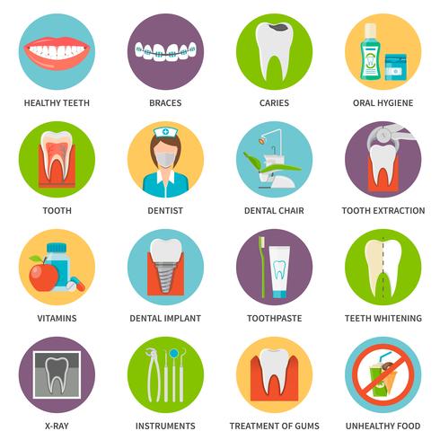 Conjunto de iconos de cuidado dental vector