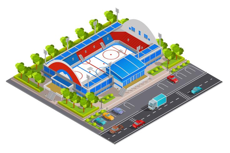 Sport Complex Stadium Isometric Banner     vector