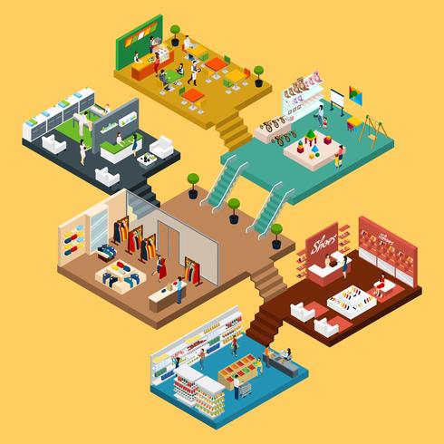 Shopping Mall Isometric concept vector