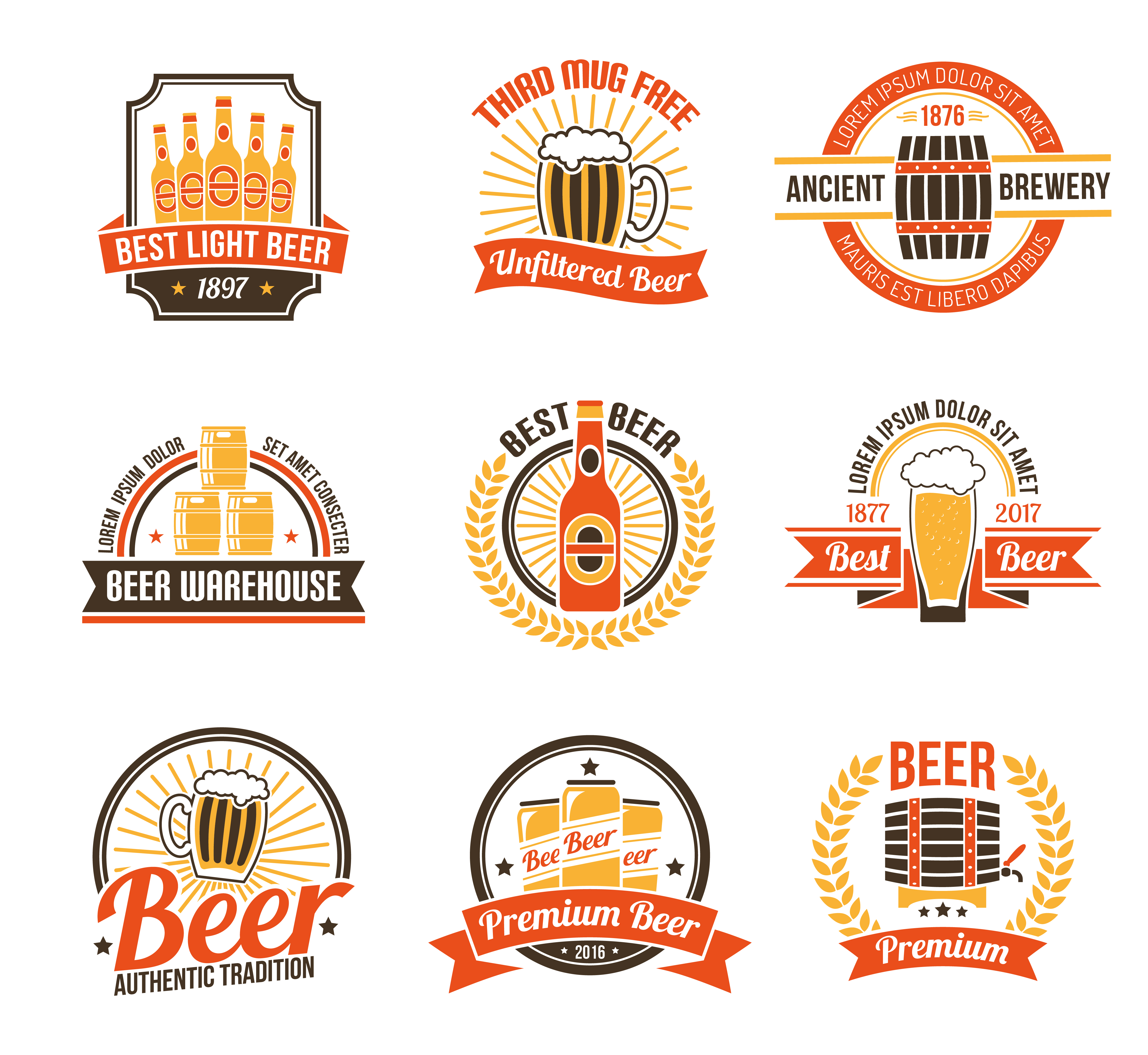 Brewery Logo Set 477848 Vector Art at Vecteezy