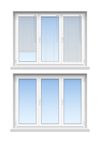 Plastic  Windows Jalousies 2 Realistic Icons  vector