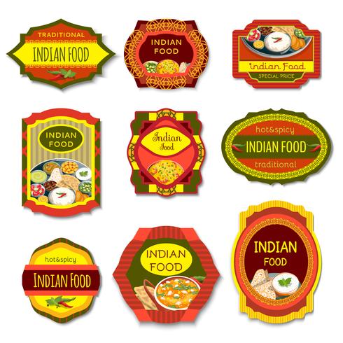 Indian Food Colorful Emblems vector