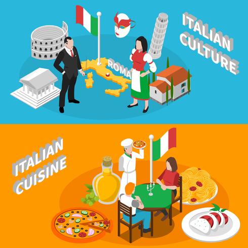 Italy Tourism 2 Isometric Banners Poster vector