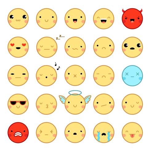  Emoji Emoticons Set vector