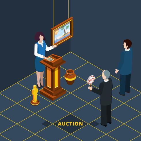 Isometric Auction Process Abstract vector