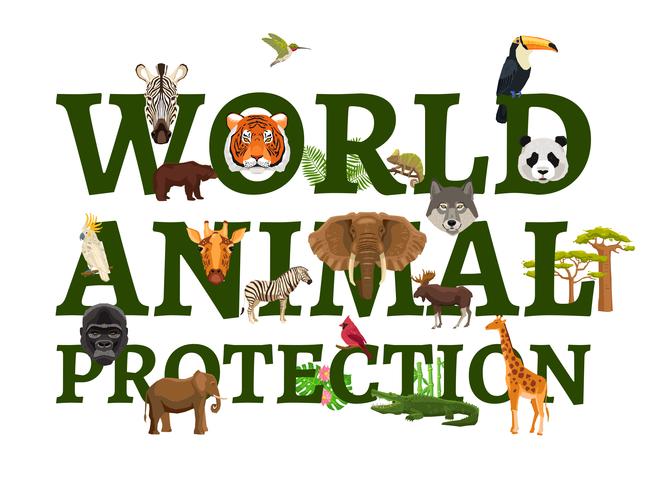 Ilustración de protección de animales salvajes vector