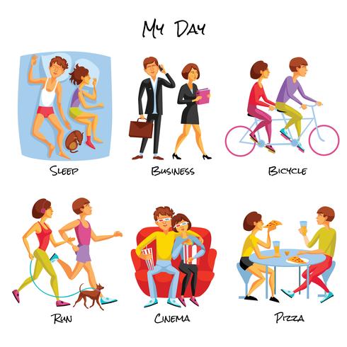 Lifestyle Cartoon Set vector