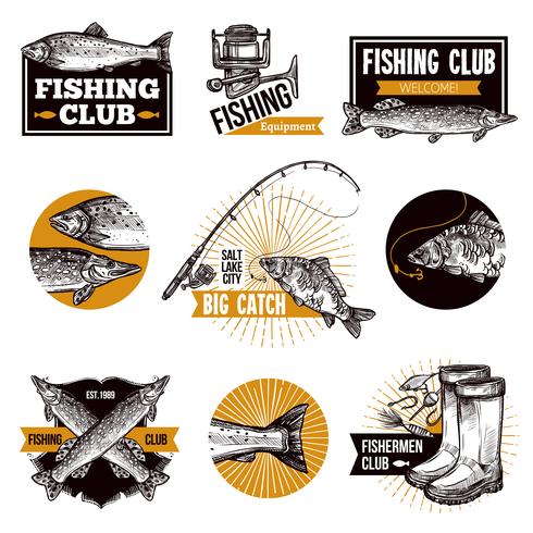 Logotipo de pesca emblemas vector