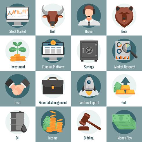 Investment And Trading Icons vector