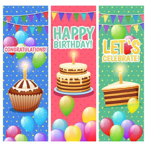 Fiestas coloridas celebraciones conjunto de Banners verticales vector