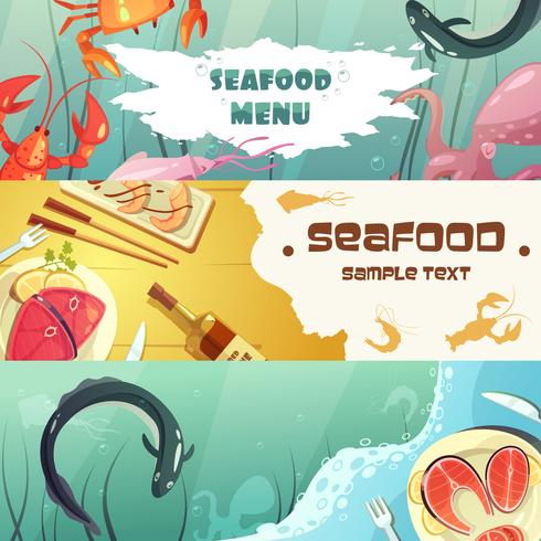 Banners de menú de mariscos vector