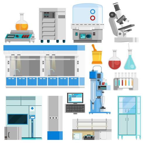 Ciencia plana Color iconos aislados vector