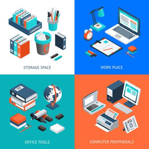 Office 2x2 Isometric Design Concept vector
