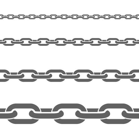 Metal Chains Horizontal Flat Patterns Set  vector
