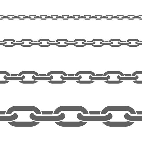 Metal Chains Horizontal Flat Patterns Set  vector