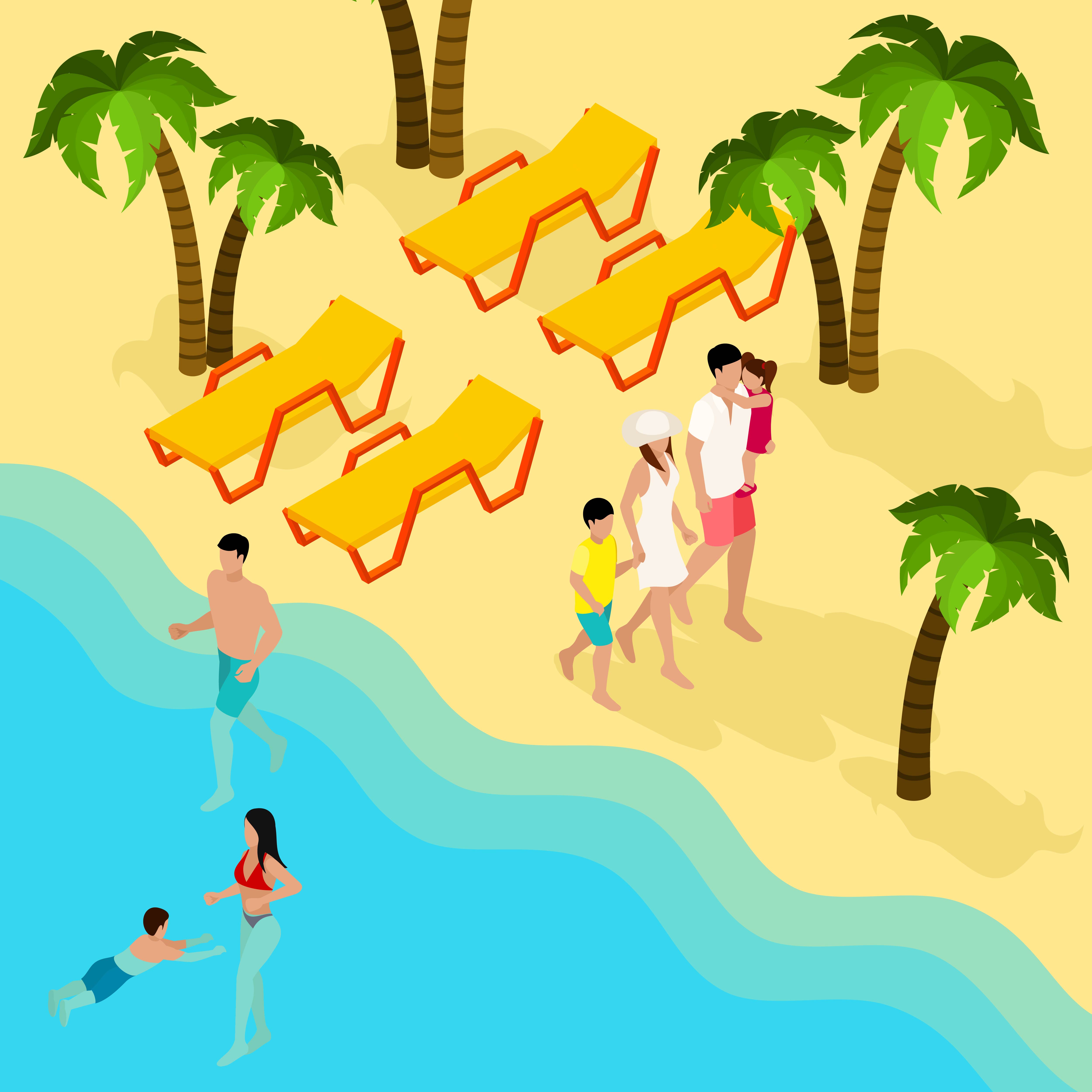 Download Family Tropical Beach Vacation Isometric Banner 478048 ...