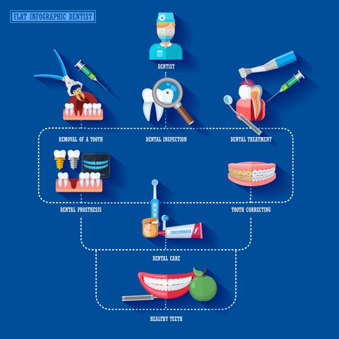 Dentista infografía plana vector