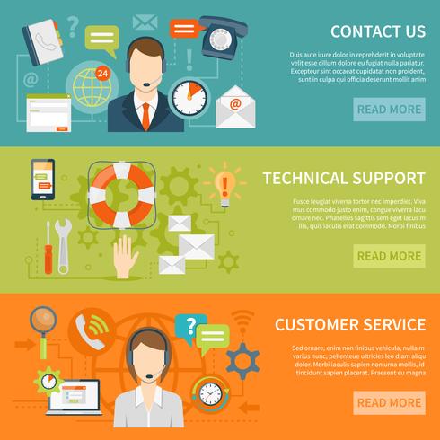 Contact Us Customer Support Banners vector