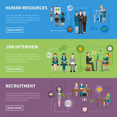 Recruitment HR People Horizontal Banners vector