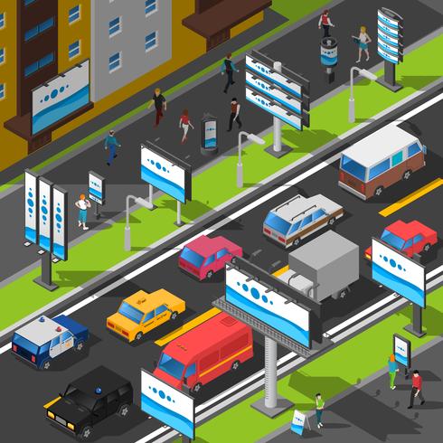 Street Advertising Isometric Illustration vector
