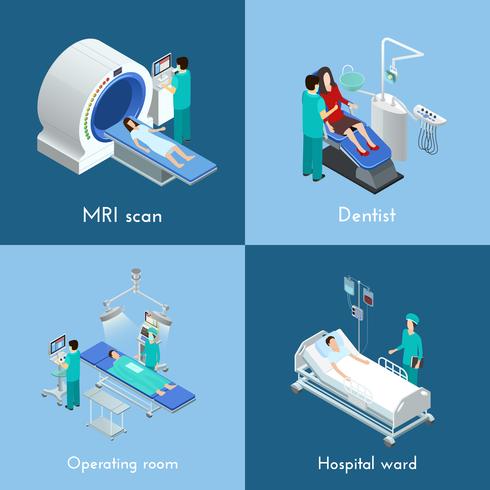 Medical Equipment Isometric 4 Icons Square  vector