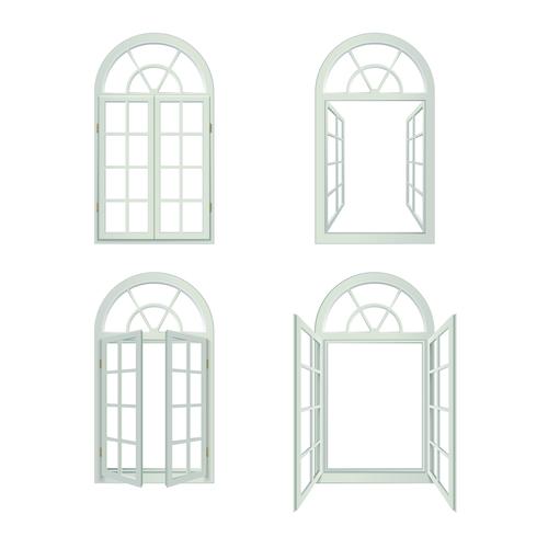 Arched Windows Realistic Set vector