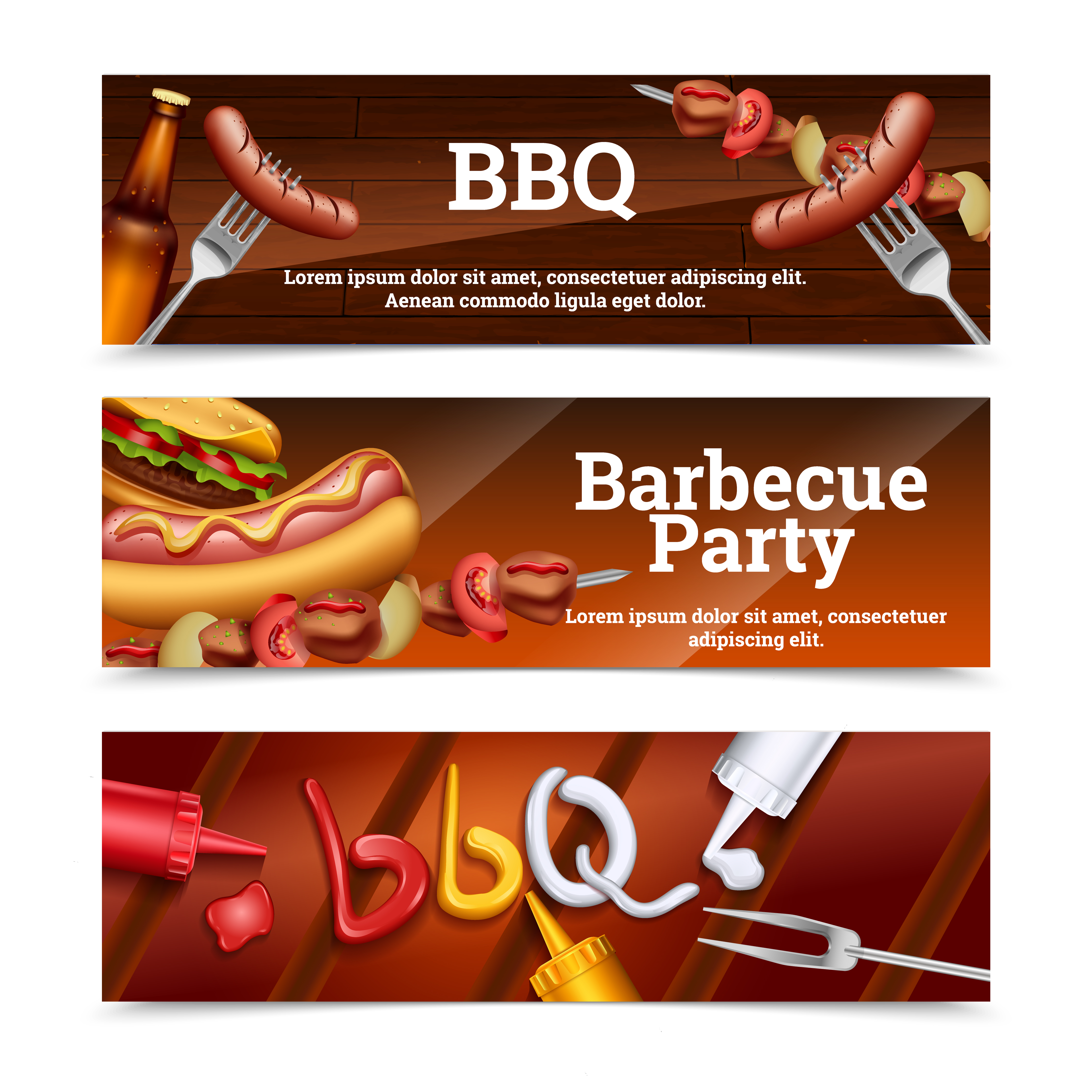 Barbecue Party Horizontal Banners 478204 Vector Art at Vecteezy