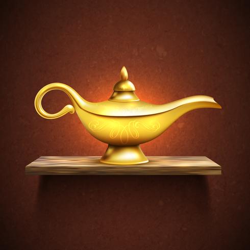 Aladdin Lamp On Shelf vector