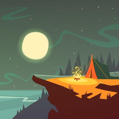 Hiking At Night Background  vector