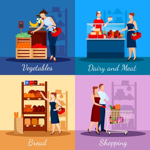 Shopping Departments In Supermarket   vector