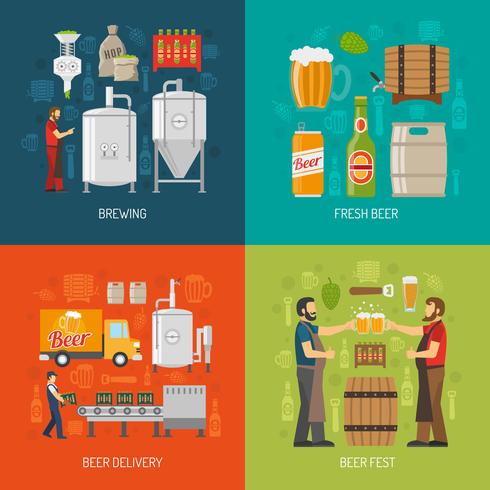 Concepto de cervecería Icons Set vector