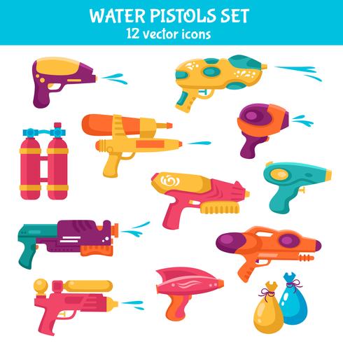  Water Guns Set vector