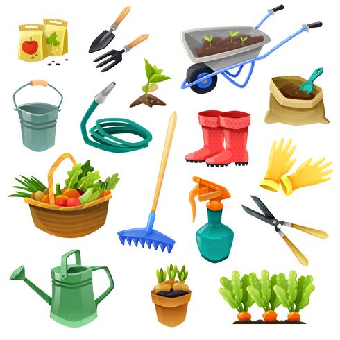 Gardening Decorative Color Icons vector