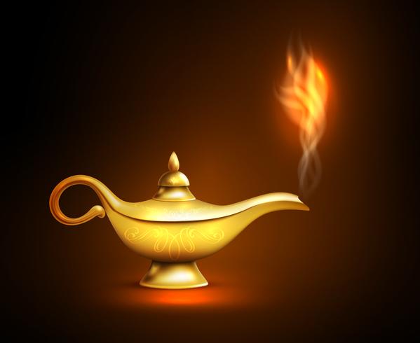 Lámpara de Aladdin realista humo vector