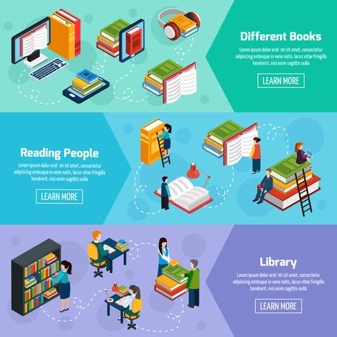 Library Isometric Horizontal Banners vector